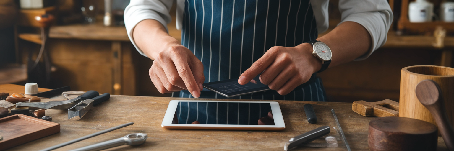 Artigiano svizzero accetta un pagamento tramite tablet.