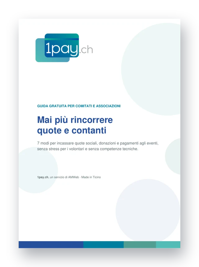 Copertina della guida gratuita 1pay.ch per associazioni
