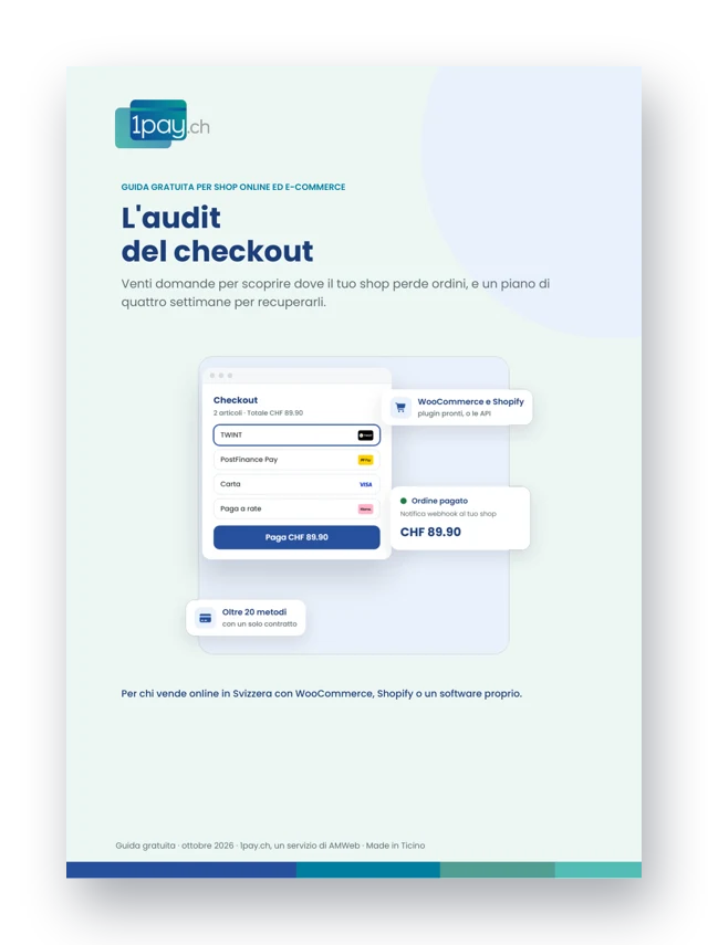 Copertina della guida gratuita 1pay.ch per ecommerce