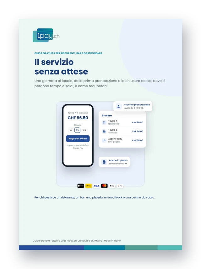 Copertina della guida gratuita 1pay.ch per ristorazione